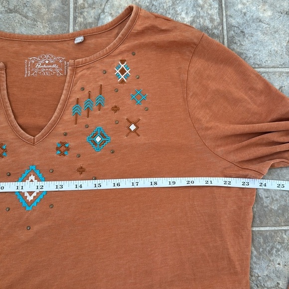 Panhandle Women’s Boho Embroidered western Long Bell Sleeve Top Neutral XXL - Picture 11 of 13
